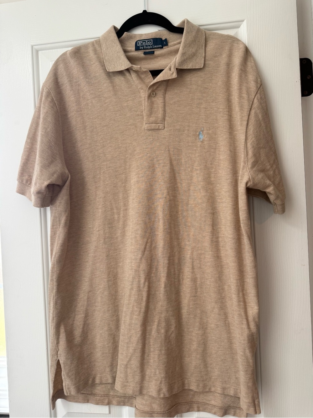 Ralph Lauren Men's Polo Shirt in Light Beige with Embroidered Logo